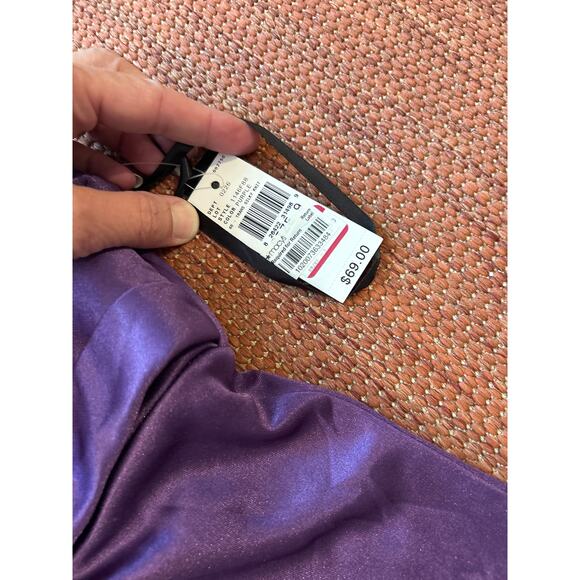 BCX Dark Purple Satiny One-Shoulder MINI Dress Size‎ 9 NWT - Picture 4 of 5